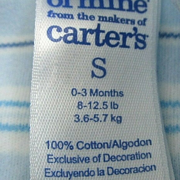 Carters Child of Mine Sweatpants Boys Size 0-3M Blue White Stripe Elastic Jogger - Picture 4 of 5